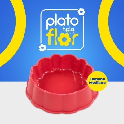 Plato Flor Mediano - Coral Hola Pets Plato Flor Mediano - Coral Hola Pets