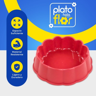 Plato Flor Mediano - Coral Hola Pets Plato Flor Mediano - Coral Hola Pets