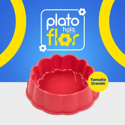 Plato Flor Grande - Coral Hola Pets Plato Flor Grande - Coral Hola Pets