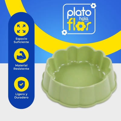 Plato Flor Pequeño - Menta Hola Pets Plato Flor Pequeño - Menta Hola Pets