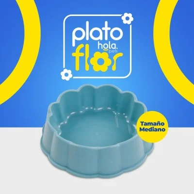 Plato Flor Mediano - Turquesa Hola Pets Plato Flor Mediano - Turquesa Hola Pets