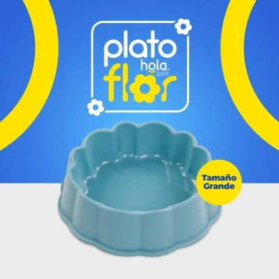Plato Flor Grande - Turquesa Hola Pets Plato Flor Grande - Turquesa Hola Pets