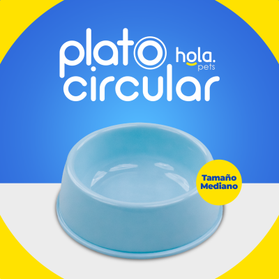 Plato Circular Clásico - Mediano Celeste Hola Pets Plato Circular Clásico - Mediano Celeste Hola Pets