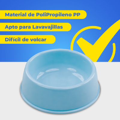 Plato Circular Clásico - Mediano Celeste Hola Pets Plato Circular Clásico - Mediano Celeste Hola Pets