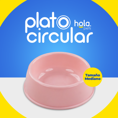 Plato Circular Clásico - Mediano Rosa Hola Pets Plato Circular Clásico - Mediano Rosa Hola Pets