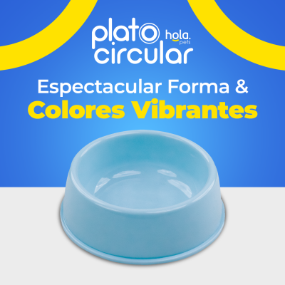 Plato Circular Clásico - Mediano Celeste Hola Pets Plato Circular Clásico - Mediano Celeste Hola Pets