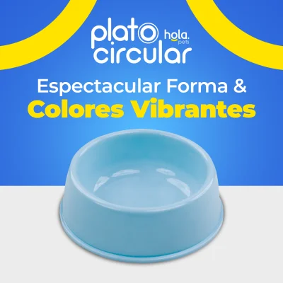 Plato Circular Clásico - Mediano Celeste Hola Pets Plato Circular Clásico - Mediano Celeste Hola Pets