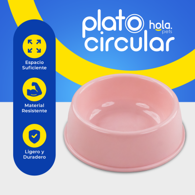 Plato Circular Clásico - Grande Rosa Hola Pets Plato Circular Clásico - Grande Rosa Hola Pets