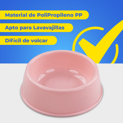 Plato Circular Clásico - Mediano Rosa Hola Pets Plato Circular Clásico - Mediano Rosa Hola Pets