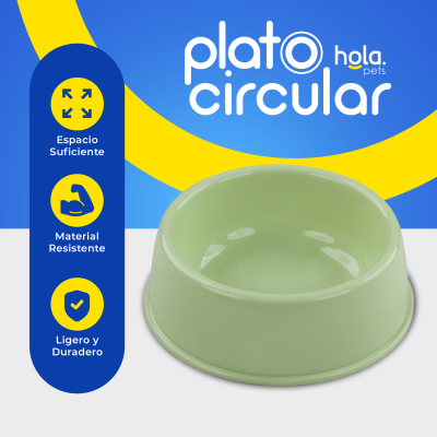 Plato Circular Clásico - Grande Lima Hola Pets Plato Circular Clásico - Grande Lima Hola Pets