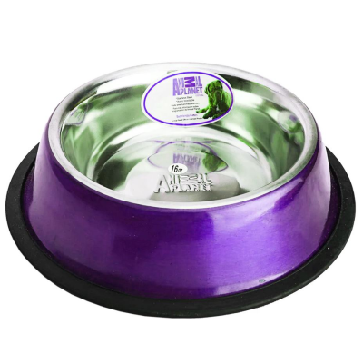 Plato De Acero Para Gato 8 Oz Morado Plato De Acero Para Gato 8 Oz Morado