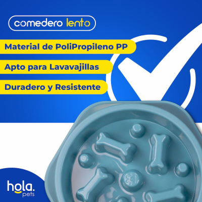 Comedero Lento Huesitos - Aquamarino Hola Pets Comedero Lento Huesitos - Aquamarino Hola Pets