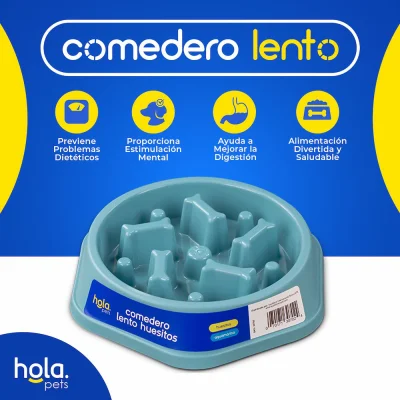 Comedero Lento Huesitos - Aquamarino Hola Pets Comedero Lento Huesitos - Aquamarino Hola Pets