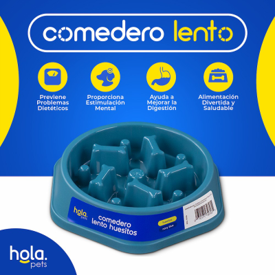 Comedero Lento Huesitos - Navy Blue Hola Pets Comedero Lento Huesitos - Navy Blue Hola Pets