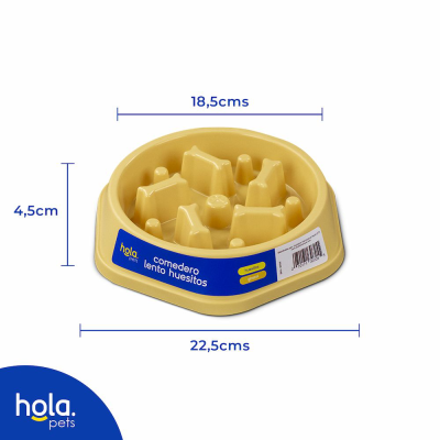 Comedero Lento Huesitos - Amarillo Girasol Hola Pets Comedero Lento Huesitos - Amarillo Girasol Hola Pets