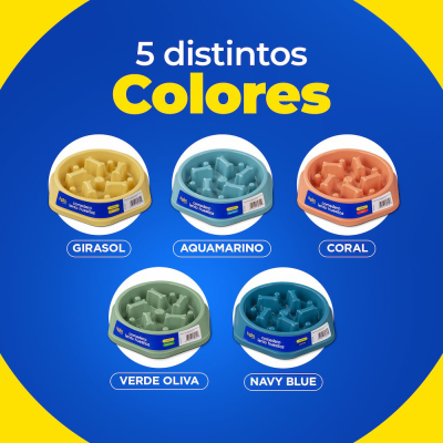 Comedero Lento Huesitos - Amarillo Girasol Hola Pets Comedero Lento Huesitos - Amarillo Girasol Hola Pets