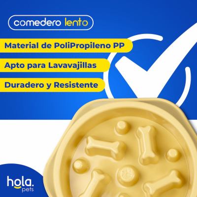 Comedero Lento Huesitos - Amarillo Girasol Hola Pets Comedero Lento Huesitos - Amarillo Girasol Hola Pets