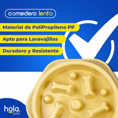 Comedero Lento Huesitos - Amarillo Girasol Hola Pets Comedero Lento Huesitos - Amarillo Girasol Hola Pets
