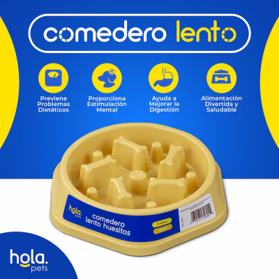 Comedero Lento Huesitos - Amarillo Girasol Hola Pets Comedero Lento Huesitos - Amarillo Girasol Hola Pets