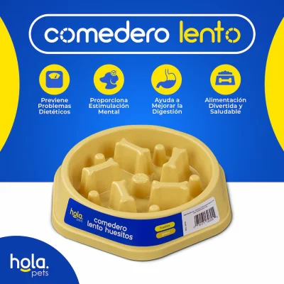 Comedero Lento Huesitos - Amarillo Girasol Hola Pets Comedero Lento Huesitos - Amarillo Girasol Hola Pets