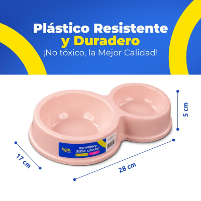 Plato Doble Circular Clásico - Rosado - Lima Hola Pets Plato Doble Circular Clásico - Rosado - Lima Hola Pets