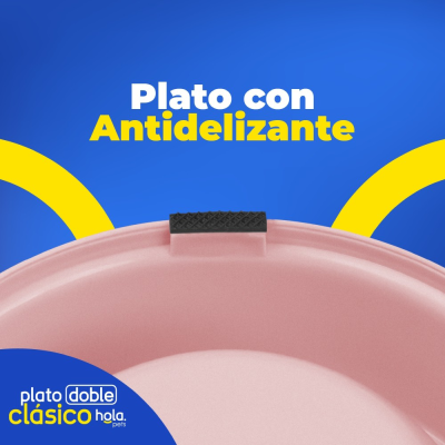 Plato Doble Circular Clásico - Rosado - Lima Hola Pets Plato Doble Circular Clásico - Rosado - Lima Hola Pets