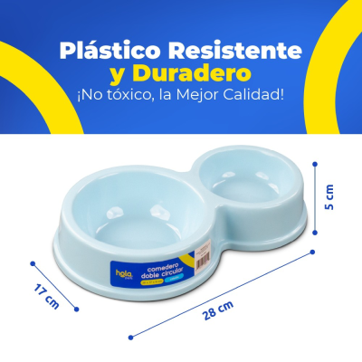 Plato Doble Circular Clásico - Celeste - Lima Hola Pets Plato Doble Circular Clásico - Celeste - Lima Hola Pets