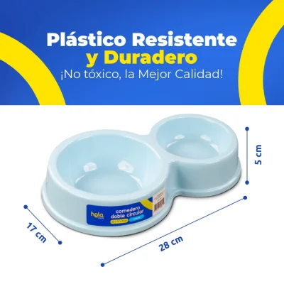 Plato Doble Circular Clásico - Celeste - Lima Hola Pets Plato Doble Circular Clásico - Celeste - Lima Hola Pets