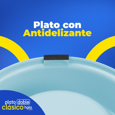 Plato Doble Circular Clásico - Celeste - Lima Hola Pets Plato Doble Circular Clásico - Celeste - Lima Hola Pets