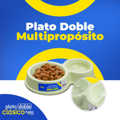 Plato Doble Circular Clásico - Verde - Lima Hola Pets Plato Doble Circular Clásico - Verde - Lima Hola Pets