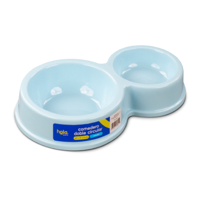 Plato Doble Circular Clásico - Celeste - Lima Hola Pets Plato Doble Circular Clásico - Celeste - Lima Hola Pets