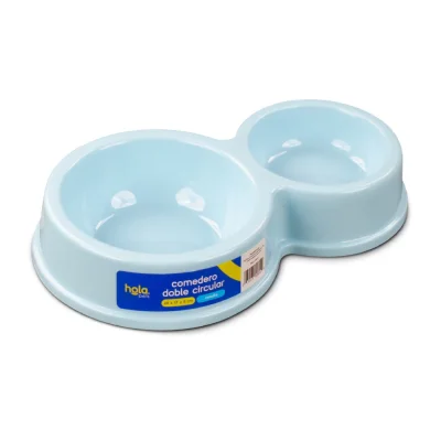 Plato Doble Circular Clásico - Celeste - Lima Hola Pets Plato Doble Circular Clásico - Celeste - Lima Hola Pets