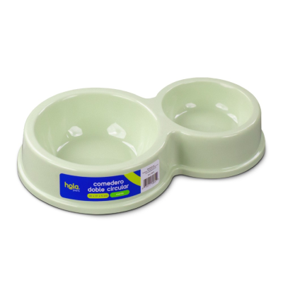 Plato Doble Circular Clásico - Verde - Lima Hola Pets Plato Doble Circular Clásico - Verde - Lima Hola Pets