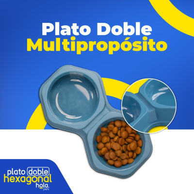 Plato Doble Hexagonal - Navy Blue - Lima Hola Pets Plato Doble Hexagonal - Navy Blue - Lima Hola Pets