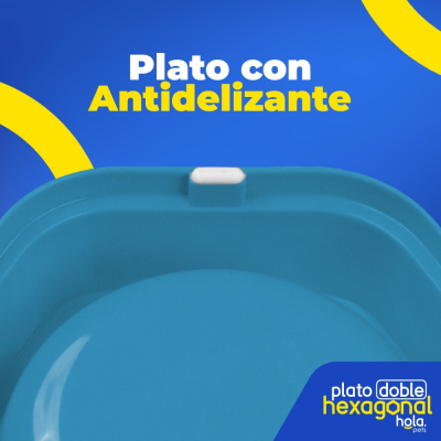 Plato Doble Hexagonal - Navy Blue - Lima Hola Pets Plato Doble Hexagonal - Navy Blue - Lima Hola Pets