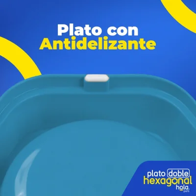 Plato Doble Hexagonal - Navy Blue - Lima Hola Pets Plato Doble Hexagonal - Navy Blue - Lima Hola Pets