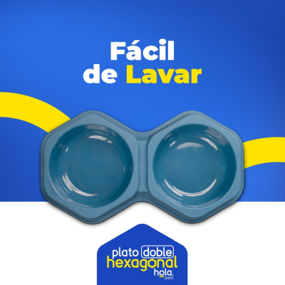 Plato Doble Hexagonal - Navy Blue - Lima Hola Pets Plato Doble Hexagonal - Navy Blue - Lima Hola Pets