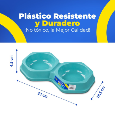 Plato Doble Hexagonal - Turquesa - Lima Hola Pets Plato Doble Hexagonal - Turquesa - Lima Hola Pets