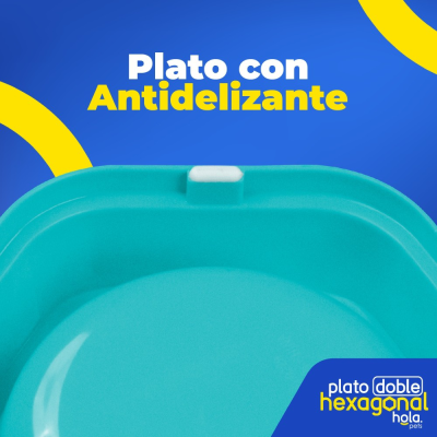 Plato Doble Hexagonal - Turquesa - Lima Hola Pets Plato Doble Hexagonal - Turquesa - Lima Hola Pets