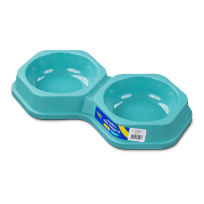 Plato Doble Hexagonal - Turquesa - Lima Hola Pets Plato Doble Hexagonal - Turquesa - Lima Hola Pets