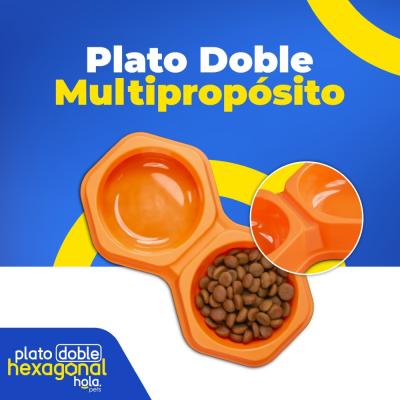 Plato Doble Hexagonal - Terracota - Lima Hola Pets Plato Doble Hexagonal - Terracota - Lima Hola Pets