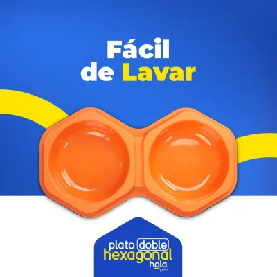 Plato Doble Hexagonal - Terracota - Lima Hola Pets Plato Doble Hexagonal - Terracota - Lima Hola Pets