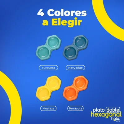 Plato Doble Hexagonal - Terracota - Lima Hola Pets Plato Doble Hexagonal - Terracota - Lima Hola Pets