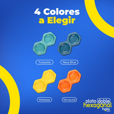 Plato Doble Hexagonal - Mostaza - Lima Hola Pets Plato Doble Hexagonal - Mostaza - Lima Hola Pets