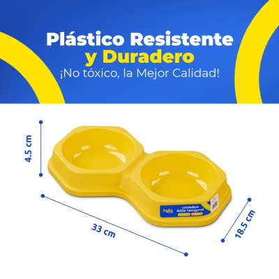 Plato Doble Hexagonal - Mostaza - Lima Hola Pets Plato Doble Hexagonal - Mostaza - Lima Hola Pets