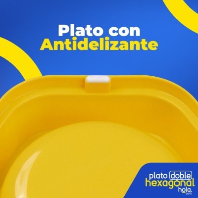 Plato Doble Hexagonal - Mostaza - Lima Hola Pets Plato Doble Hexagonal - Mostaza - Lima Hola Pets