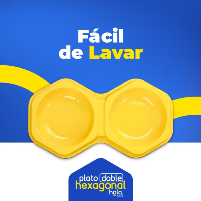 Plato Doble Hexagonal - Mostaza - Lima Hola Pets Plato Doble Hexagonal - Mostaza - Lima Hola Pets