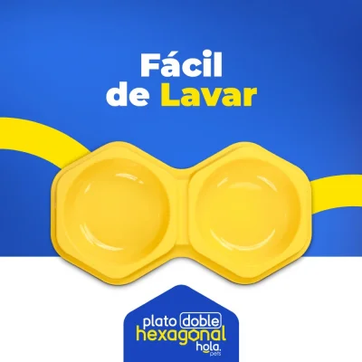 Plato Doble Hexagonal - Mostaza - Lima Hola Pets Plato Doble Hexagonal - Mostaza - Lima Hola Pets