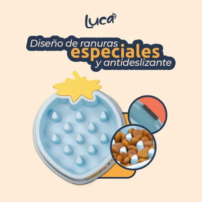 Comedero Lento Fresa - Celeste - Luca Comedero Lento Fresa - Celeste - Luca