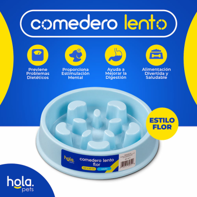 Comedero Lento Flor - Celeste - Hola Pets Comedero Lento Flor - Celeste - Hola Pets